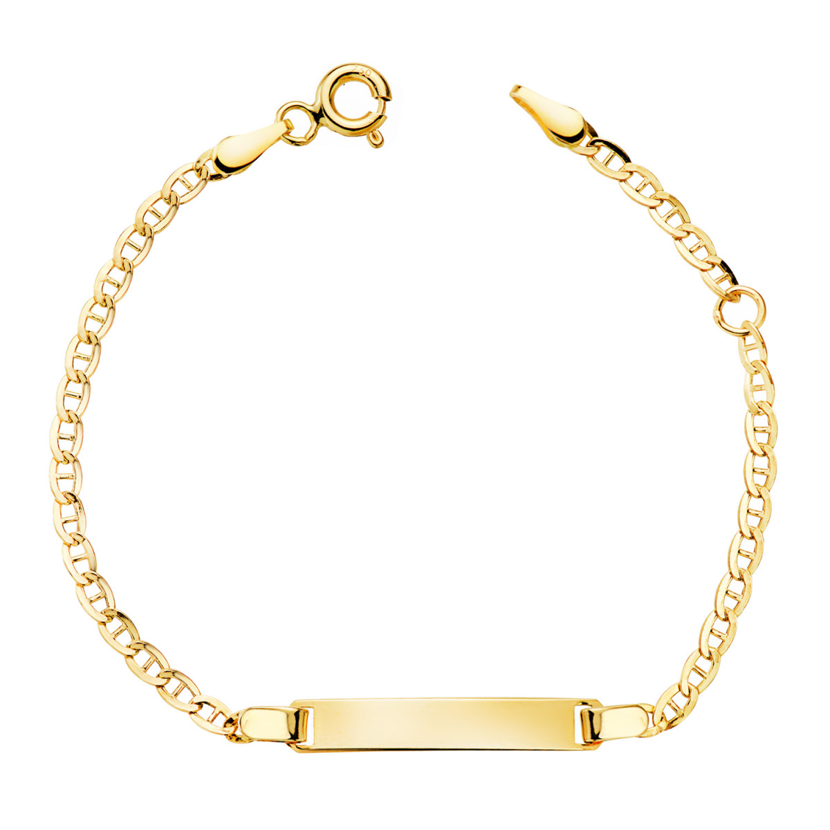18K ESCLAVA ORO AMARILLO ANCLA ANCHO: 2,2MM. PLACA CHAPA: 20X3,5MM. LARGO: 11,5-2 CM