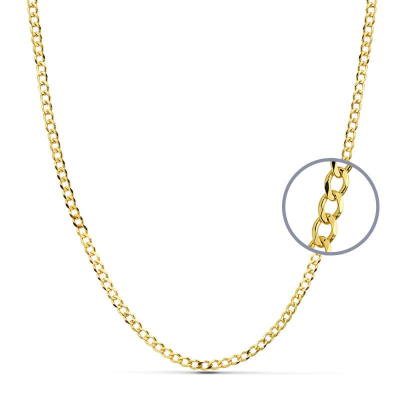 18K CADENA ORO AMARILLO BARBADA 60CM MACIZA. 3MM