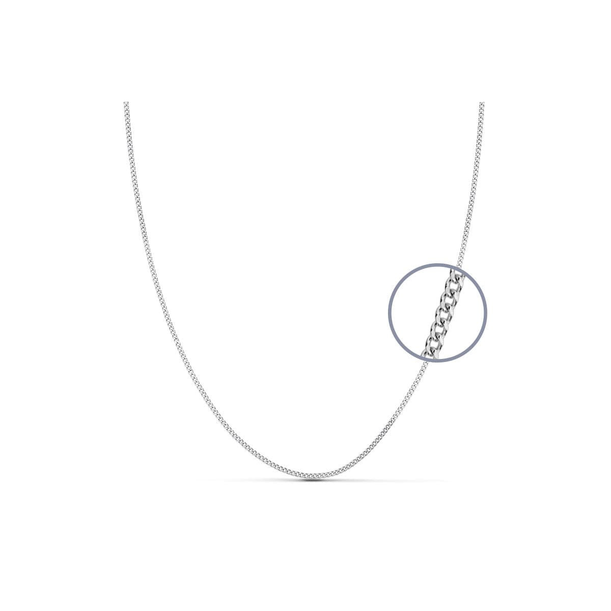 18K CADENA MACIZA ORO BLANCO BARBADA 1 MM 45CM