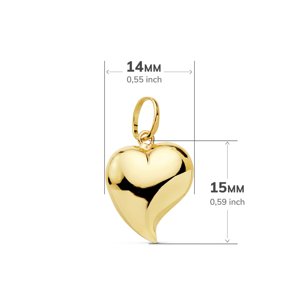 18K COLGANTE ORO AMARILLO CORAZON LISO 15X14 MM C. AMOR