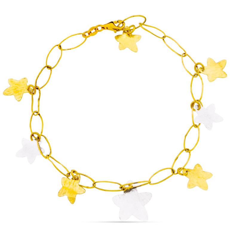 18K PULSERA BICOLOR ESTRELLAS.