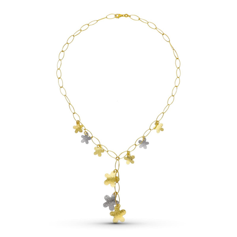 18K GARGANTILLA ORO BICOLOR FLORES