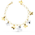 18K PULSERA ORO BICOLOR ESLABONES HUECOS CON MARIPOSAS. ANCHO 5 MM LARGO 21CM
