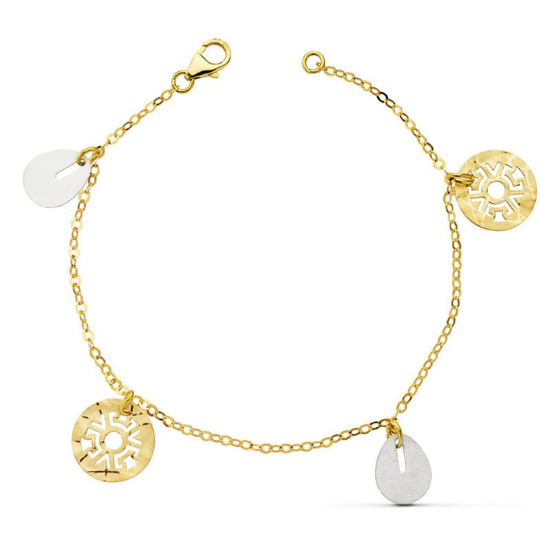 18K PULSERA BICOLOR FETICHES 19CM