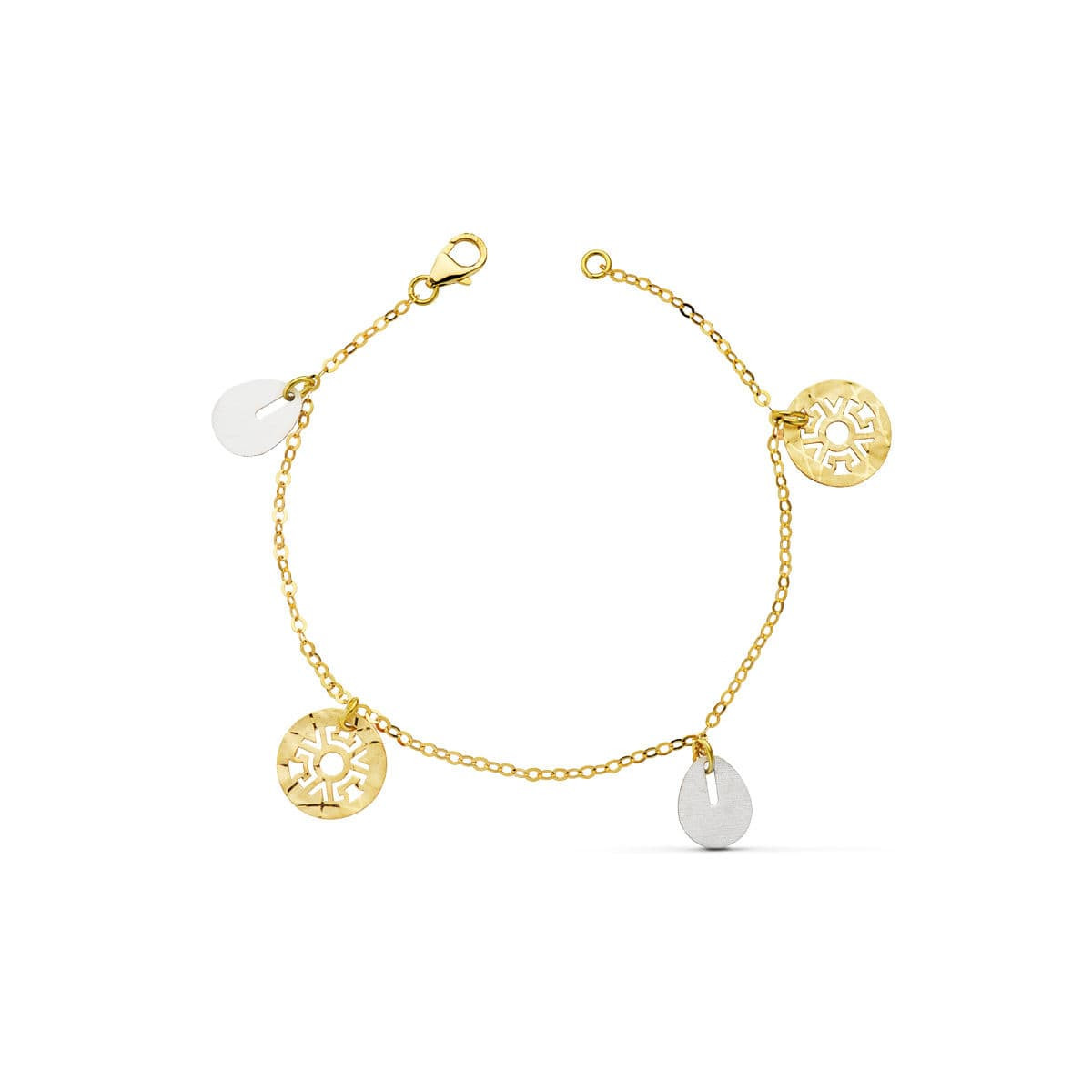 18K PULSERA BICOLOR FETICHES 19CM