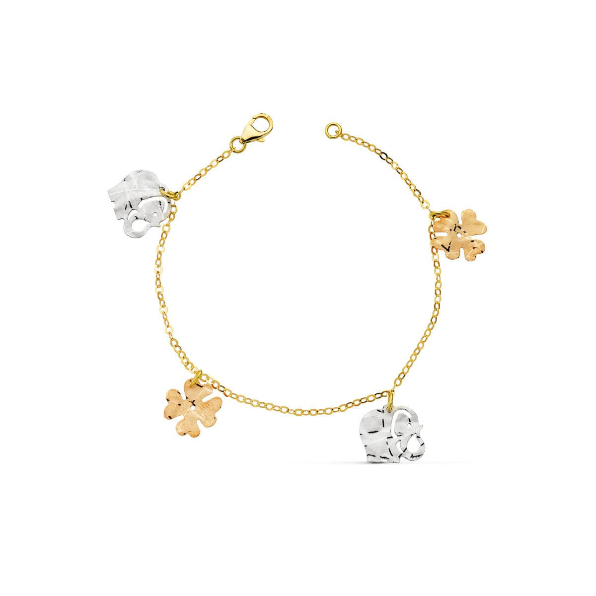 18K PULSERA TRICOLOR FETICHES 17CM