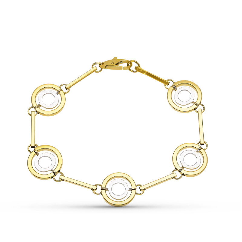 18K PULSERA ORO BICOLOR MOTIVOS