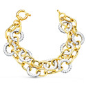 18K PULSERA ORO BICOLOR DOBLE CADENA HUECA MOTIVOS REDONDOS 20.5 CM 18K PULSERA ORO BICOLOR DOBLE CADENA HUECA MOTIVOS REDONDOS 20.5 CM