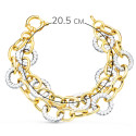 18K PULSERA ORO BICOLOR DOBLE CADENA HUECA MOTIVOS REDONDOS 20.5 CM 18K PULSERA ORO BICOLOR DOBLE CADENA HUECA MOTIVOS REDONDOS 20.5 CM