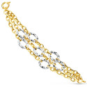 18K PULSERA ORO BICOLOR TRIPLE CADENA HUECA MOTIVOS REDONDOS 20CM 18K PULSERA ORO BICOLOR TRIPLE CADENA HUECA MOTIVOS REDONDOS 20CM