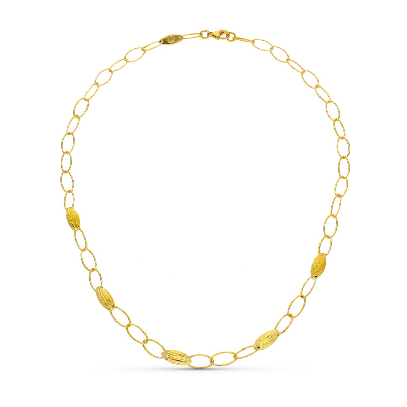 18K GARGANTILLA ORO AMARILLO MOTIVOS Y ESLABONES