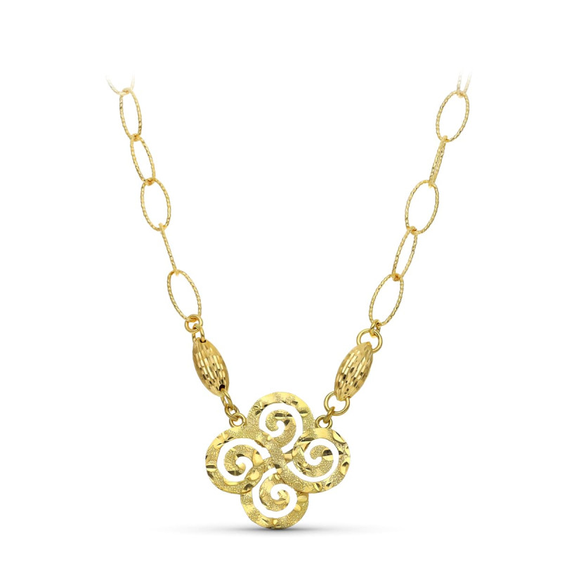 18K GARGANTILLA ORO AMARILLO MOTIVO TRISQUEL Y ESLABONES