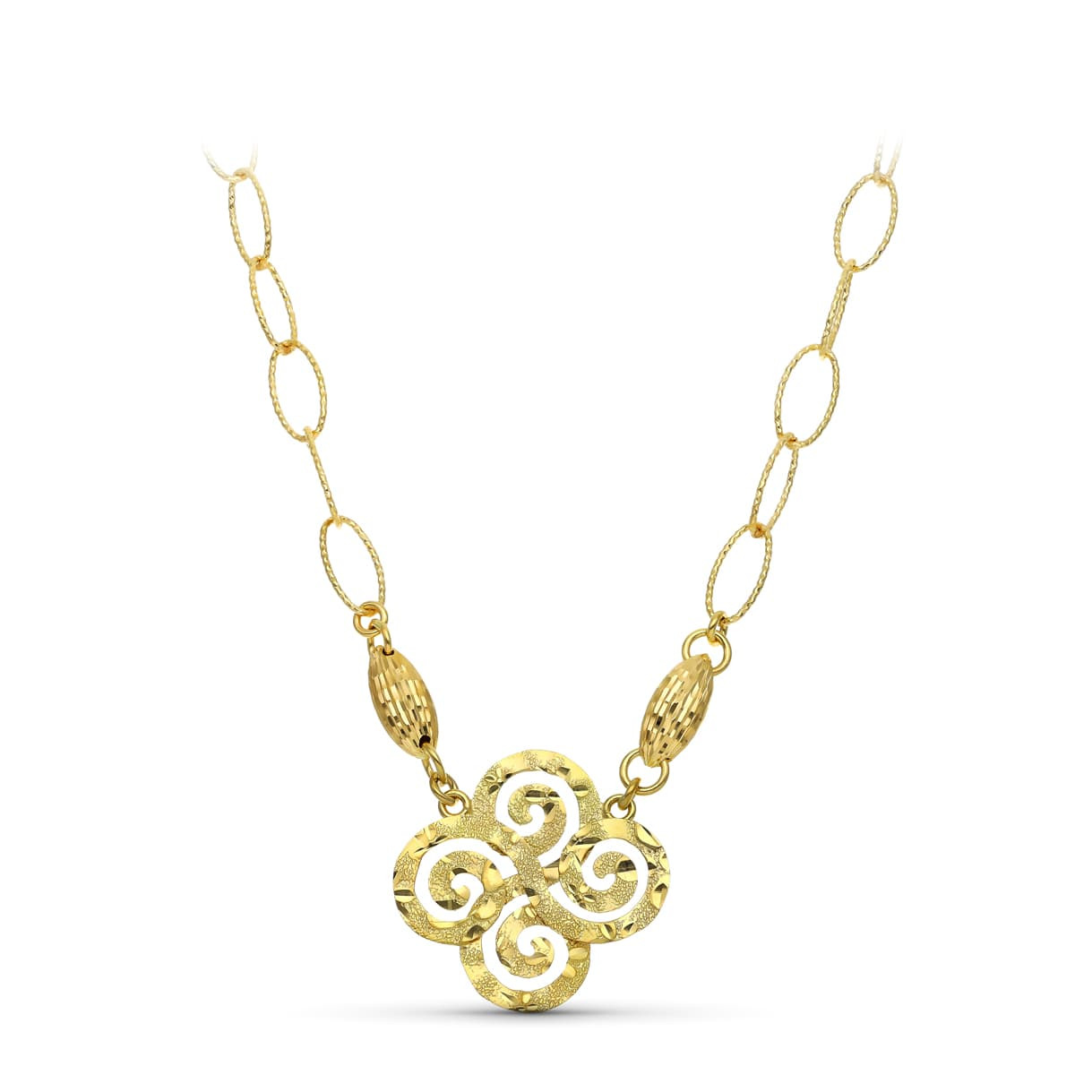 18K GARGANTILLA ORO AMARILLO MOTIVO TRISQUEL Y ESLABONES