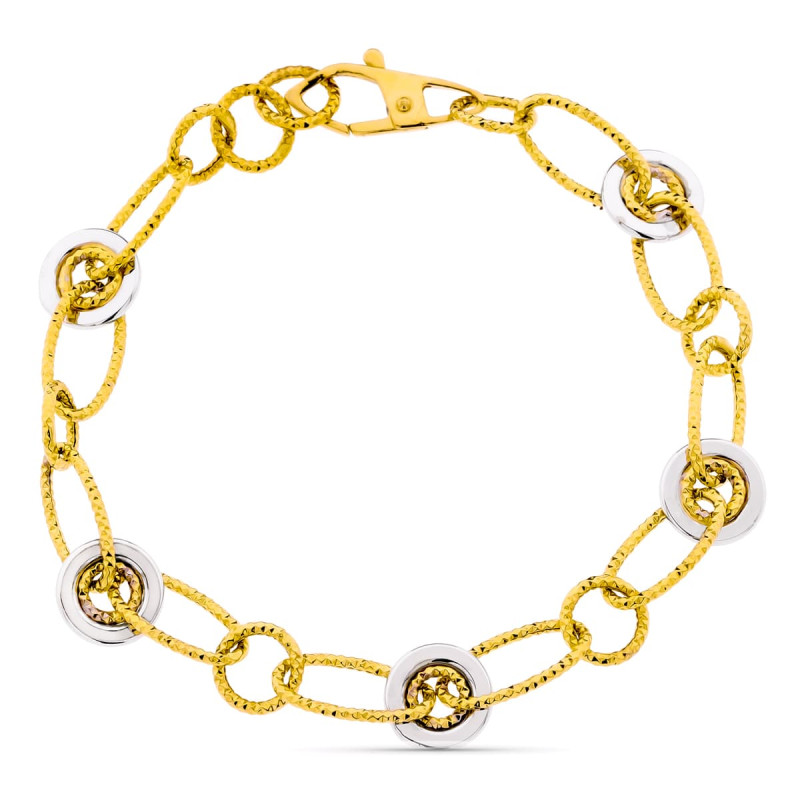 18K PULSERA ORO BICOLOR 18K ESLABONES