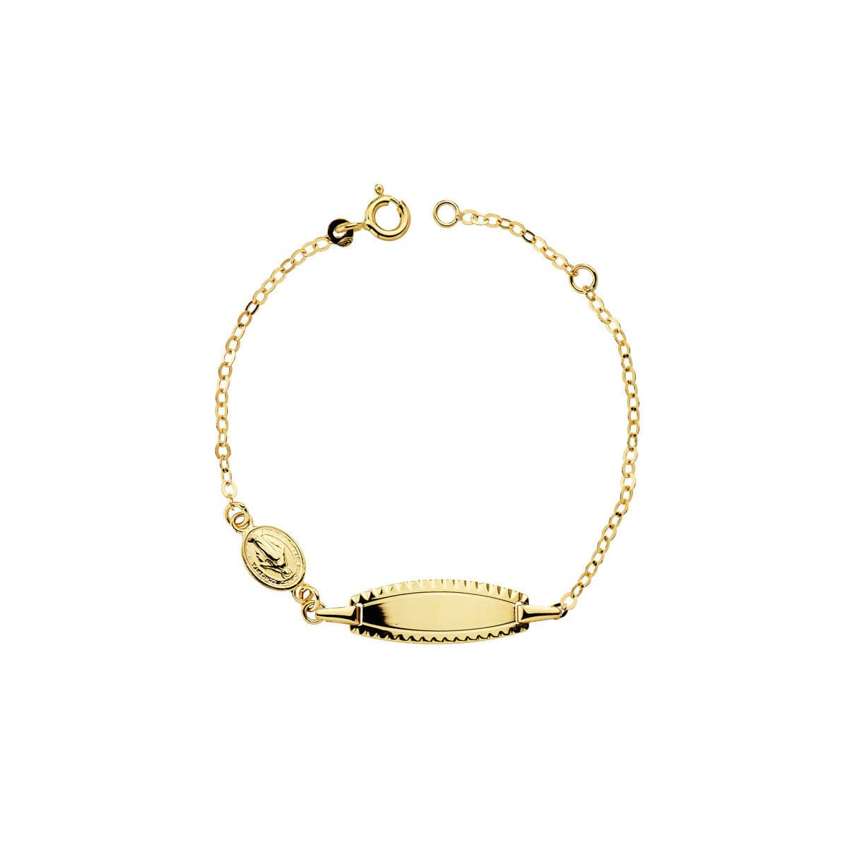 18K PULSERA ESCLAVA ORO AMARILLO NIÑA 14CM MEDALLITA