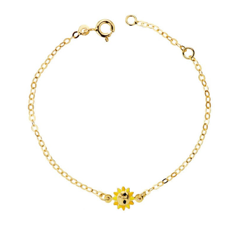 18K PULSERA ORO AMARILLO NIÑA SOL ESMALTE 14.5CM