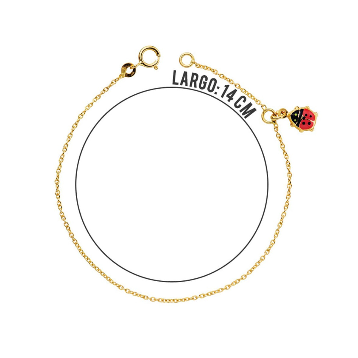 18K PULSERA ORO AMARILLO NIÑA MARIQUITA ESMALTE 14CM