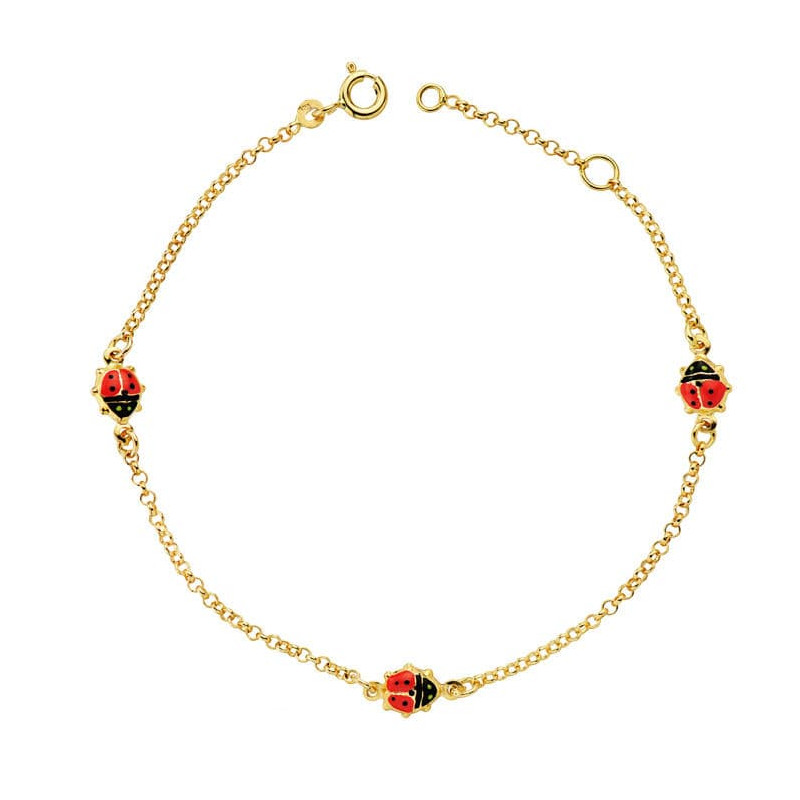 18K PULSERA ORO AMARILLO MARIQUITAS ESMALTE 17.50CM