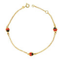 18K PULSERA ORO AMARILLO MARIQUITAS ESMALTE 17.50CM