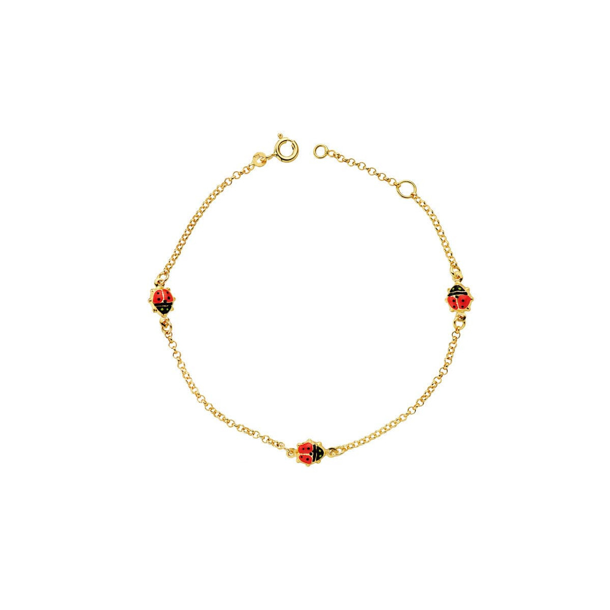 18K PULSERA ORO AMARILLO MARIQUITAS ESMALTE 17.50CM