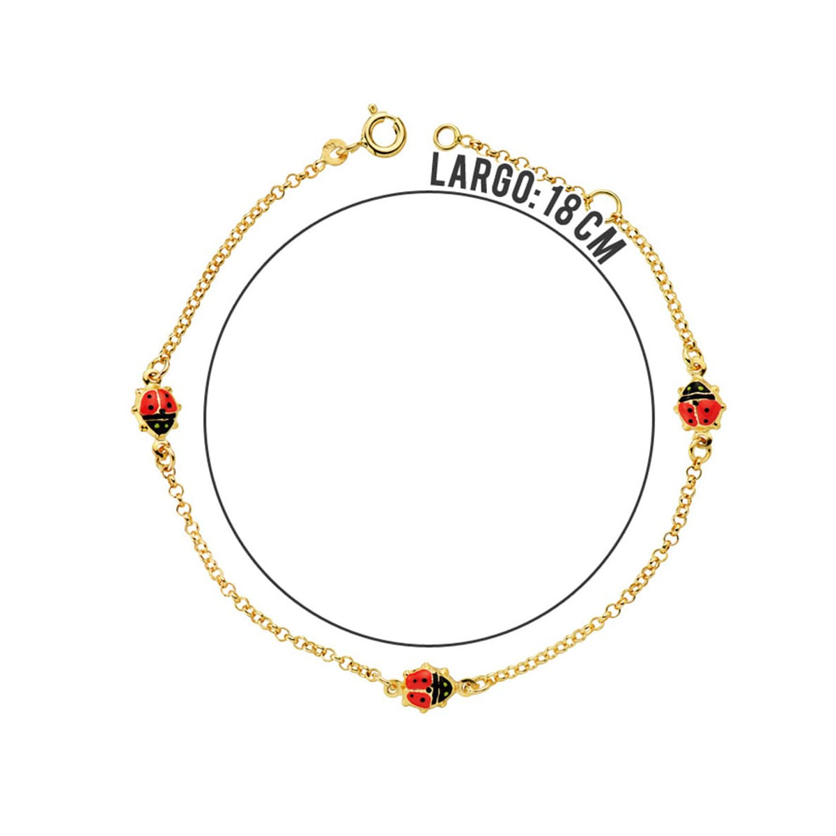 18K PULSERA ORO AMARILLO MARIQUITAS ESMALTE 17.50CM