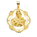 18K MEDALLA ORO AMARILLO VIRGEN DEL CARMEN PANDERETA 32X28 MM