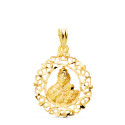 18K MEDALLA ORO AMARILLO VIRGEN DEL CARMEN ORLA TALLADA 25 X 20 MM