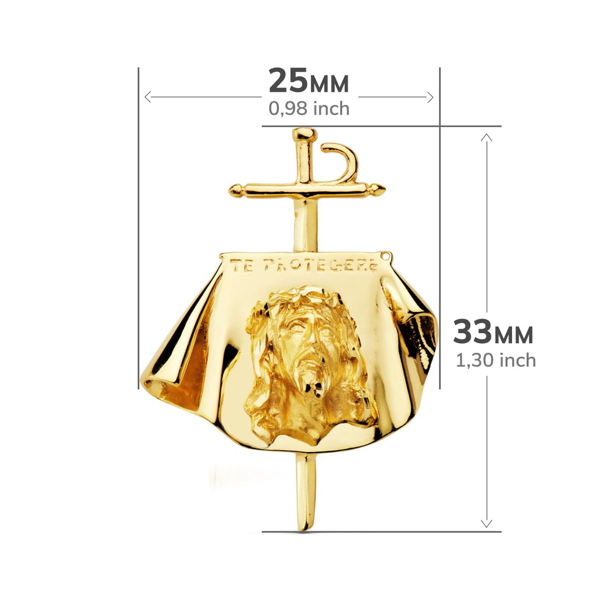 18K COLGANTE ORO AMARILLO CRISTO DE TOREROS 34X25 MM