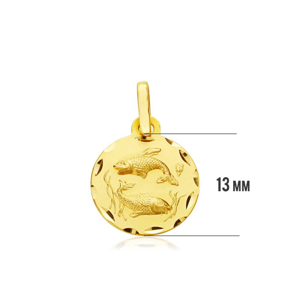 18K HOROSCOPO ORO AMARILLO PISCIS 13 MM