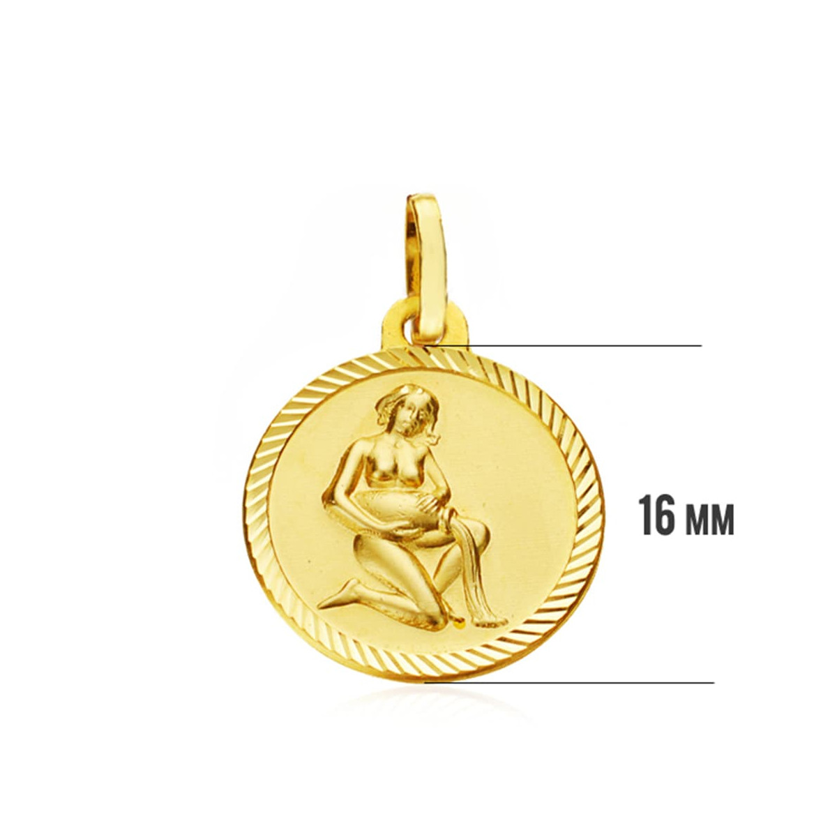 18K HOROSCOPO ORO AMARILLO ORO AMARILLO ACUARIO 16 MM