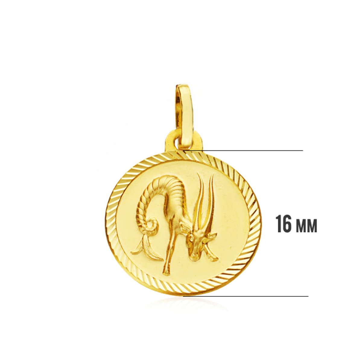 18K PLACA HOROSCOPO ORO AMARILLO CAPRICORNIO 16 MM