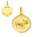 18K PLACA HOROSCOPO ORO AMARILLO TAURO 16 MM