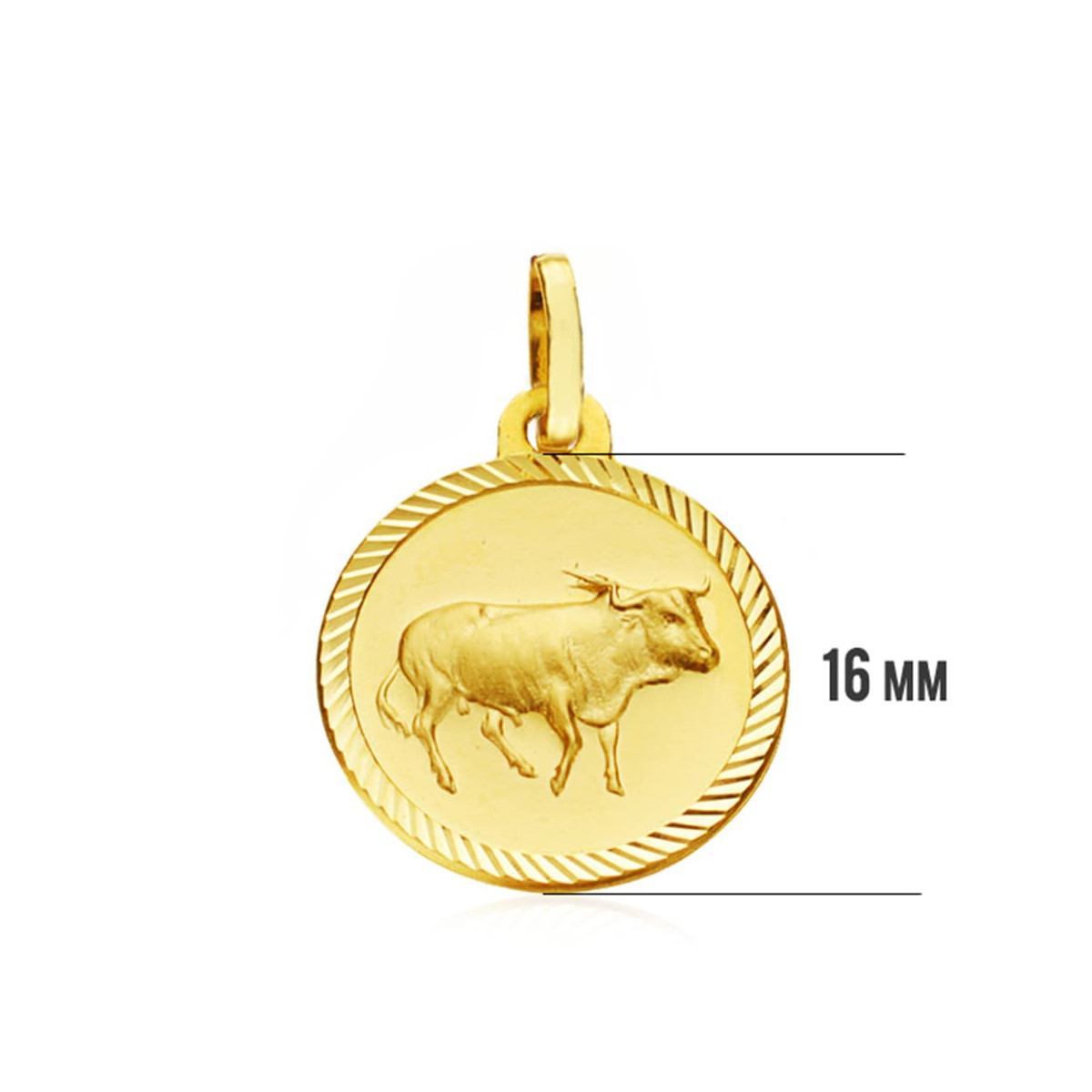 18K PLACA HOROSCOPO ORO AMARILLO TAURO 16 MM