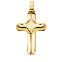 18K CRUZ ORO AMARILLO HUECA EN BRILLO. PALO RECTANGULAR: 7 X 2,2 MM. MEDIDA: 37 X 24 MM