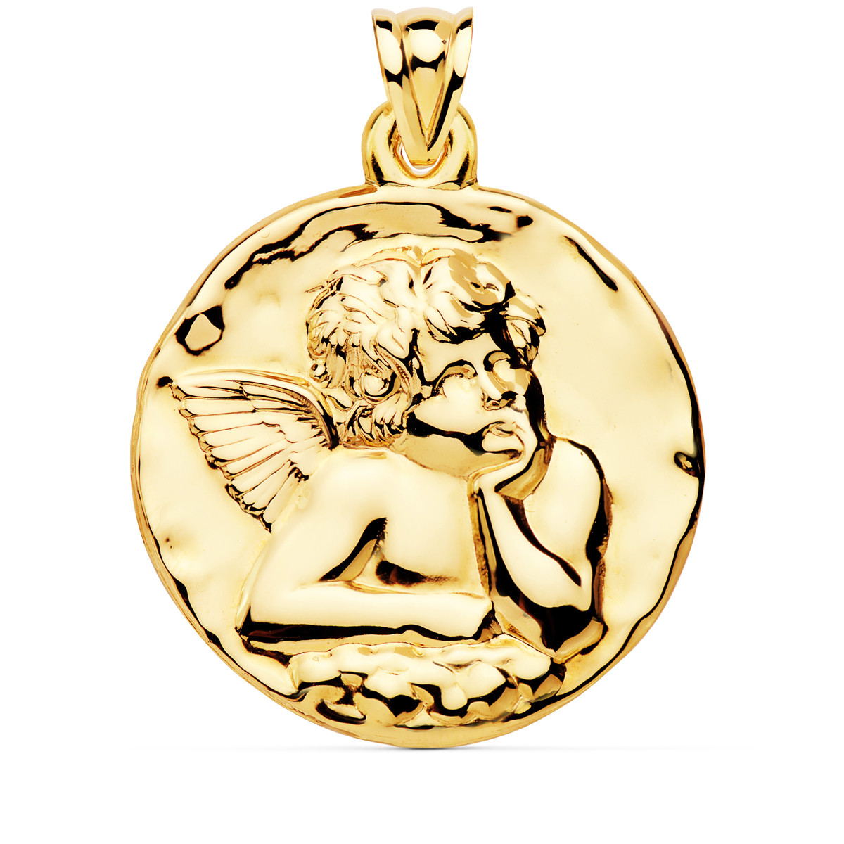 18K MEDALLA ORO AMARILLO ANGEL BURLON BRILLO 40 MM