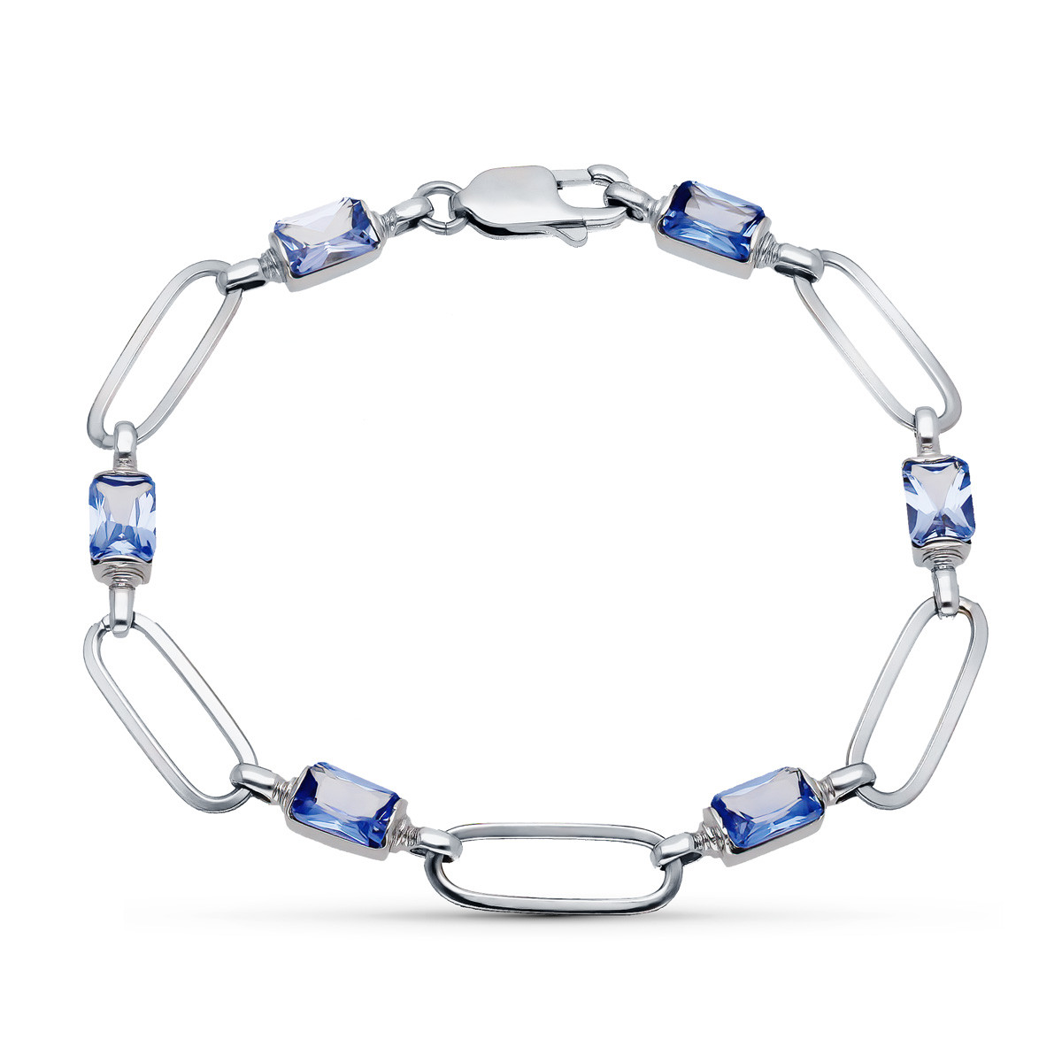 18K PULSERA ORO BLANCO PIEDRAS 19.5 CM