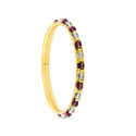 18K PULSERA ORO AMARILLO RIGIDA CON PIEDRAS ROJA Y BLANCA 18K PULSERA ORO AMARILLO RIGIDA CON PIEDRAS ROJA Y BLANCA