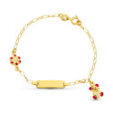 18K ESCLAVA ORO AMARILLO OSO Y FLOR ESMALTE 13CM 18K ESCLAVA ORO AMARILLO OSO Y FLOR ESMALTE 13CM