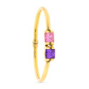 18K PULSERA ORO AMARILLO RIGIDA 2 PIEDRAS COLOR AMATISTA Y ROS DE FRANCIA 18K PULSERA ORO AMARILLO RIGIDA 2 PIEDRAS COLOR AMATISTA Y ROS DE FRANCIA