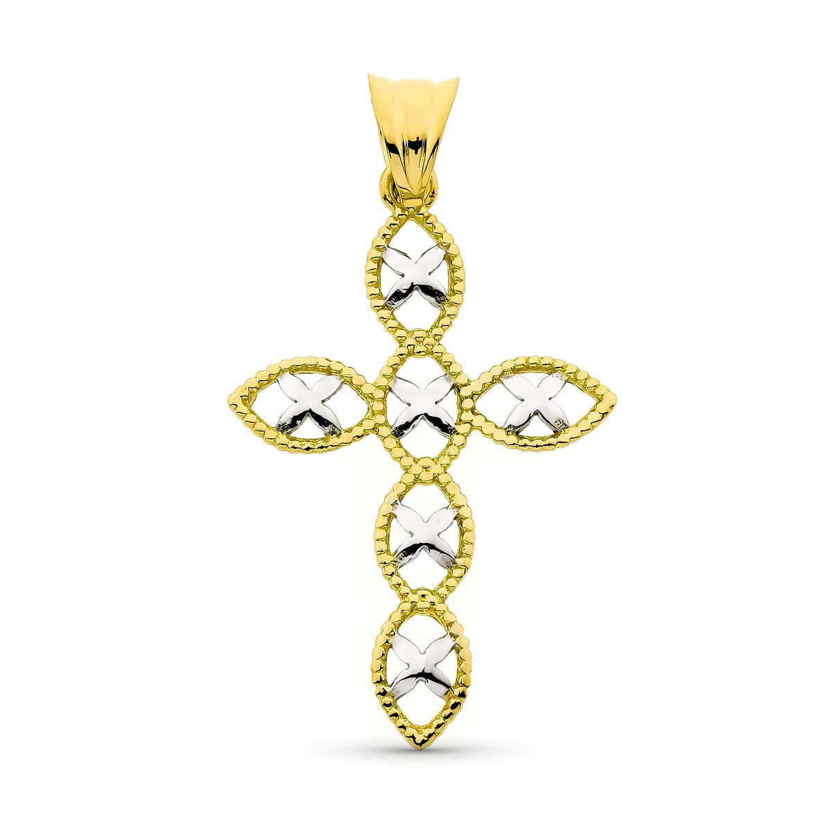 18K CRUZ ORO BICOLOR 36X23 MM