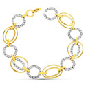 18K PULSERA ORO BICOLOR ESLABONES CIRCONITAS