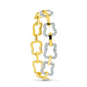 18K PULSERA ORO BICOLOR ESLABONES CON CIRCONITAS