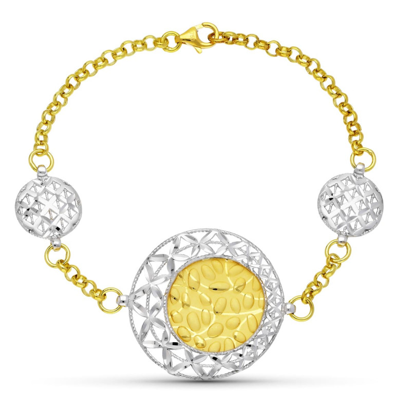 18K PULSERA ORO BICOLOR LASER