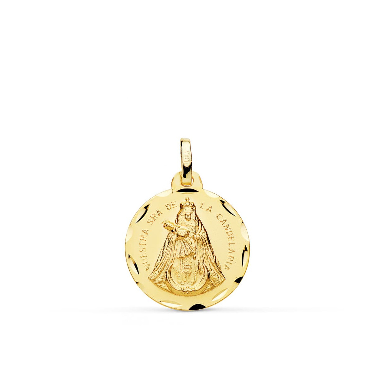 18K MEDALLA ORO AMARILLO NUESTRA SEÑORA DE LA CANDELARIA TALLADA 18 MM