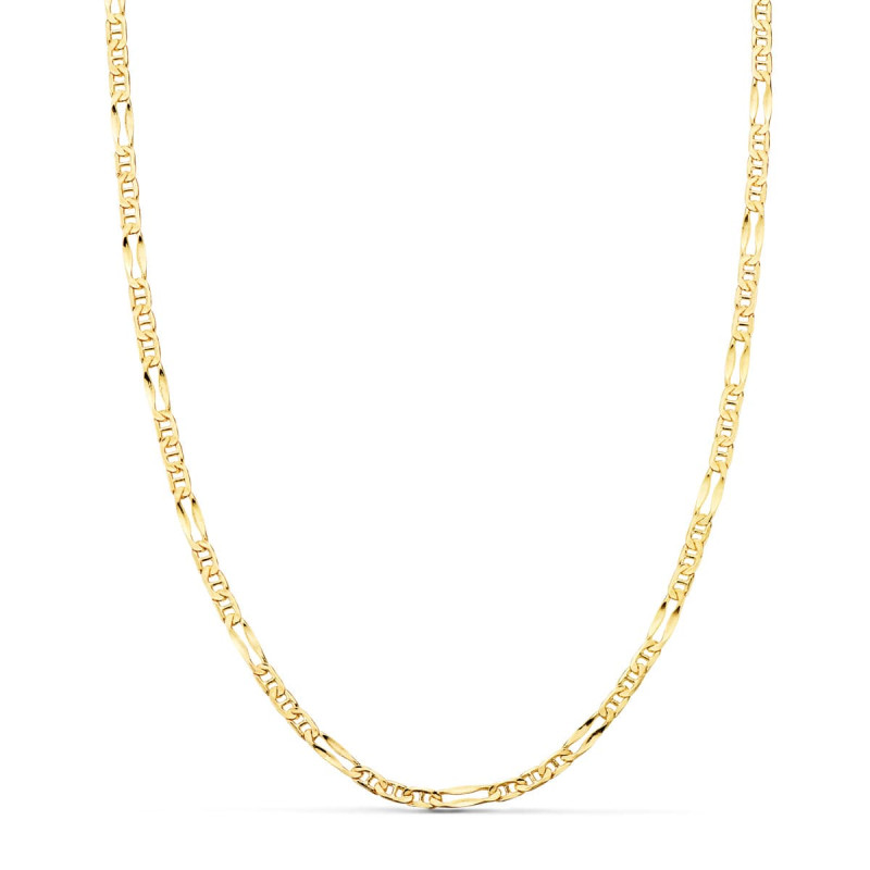 18K CADENA ORO AMARILLO ANCLA 3X1 HUECA LARGO 50CM ANCHO 2 MM