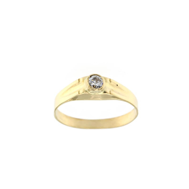 18K SOLITARIO PEQUEÑO ORO AMARILLO CIRCONITA. ANCHO: 4 MM