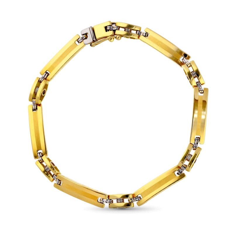 18K PULSERA ORO BICOLOR MOTIVOS HUECOS ANCHO: 5MM. LARGO: 20,5 CM