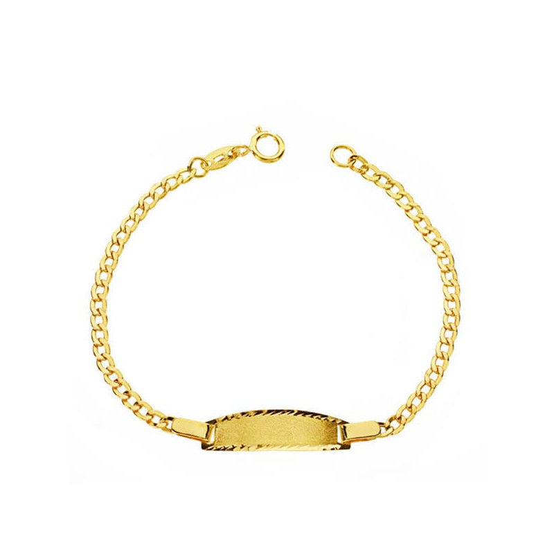 18K PULSERA ESCLAVA ORO AMARILLO BARBADA 14CM