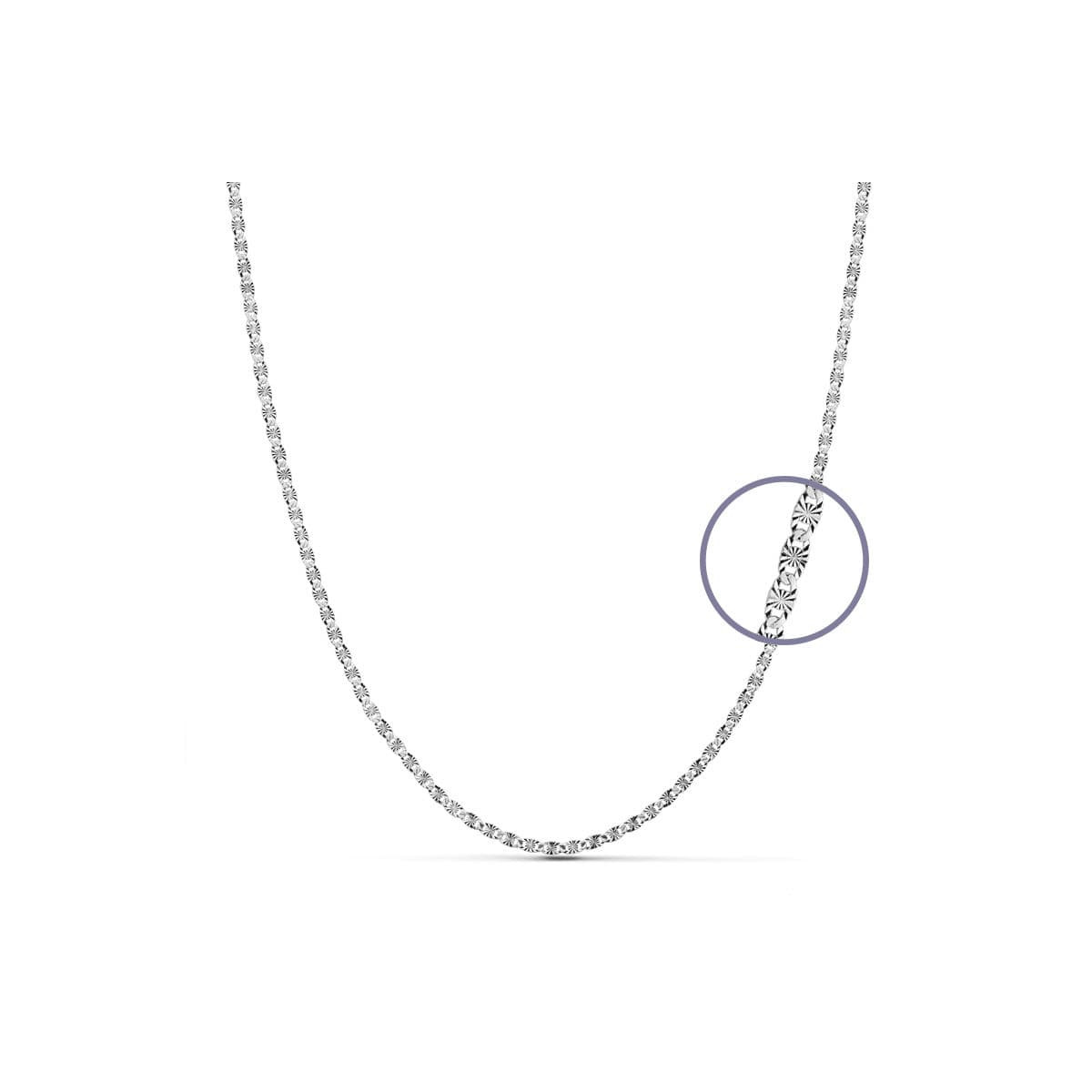 18K CADENA MACIZA DIAMANTADA ORO BLANCO 40CM 2 MM