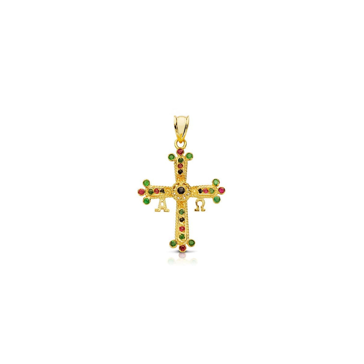 18K CRUZ ORO AMARILLO DE COVADONGA O VICTORIA  PEQUEÑA 28X24 MM